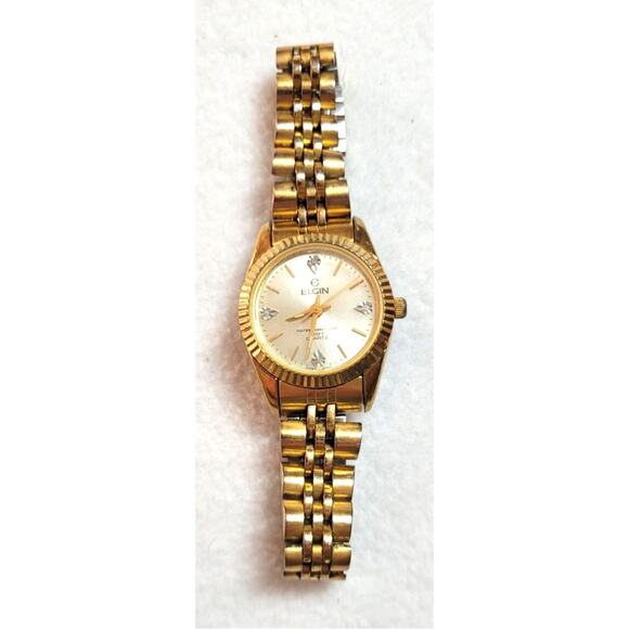Womens Elgin Vtg 80s Watch Lot 2 Pc Goldtone Mechanical For Repair or Battery - Picture 6 of 9